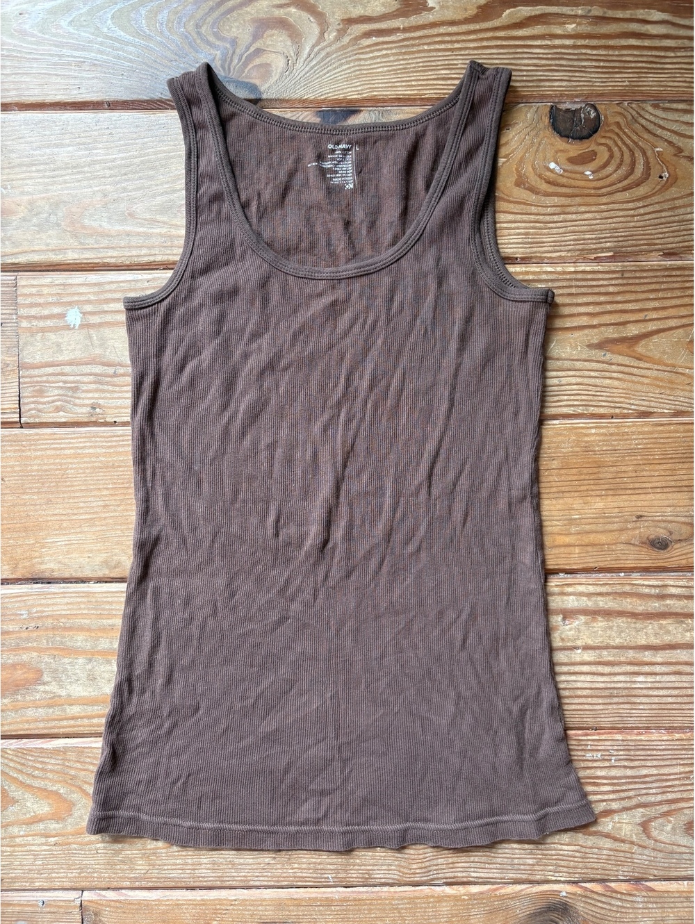 Old Navy Brown Ribbed Cotton Scoop Neck Tank Top Size Large